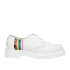 Dr. Martens White Flats with Multicolor Stripes